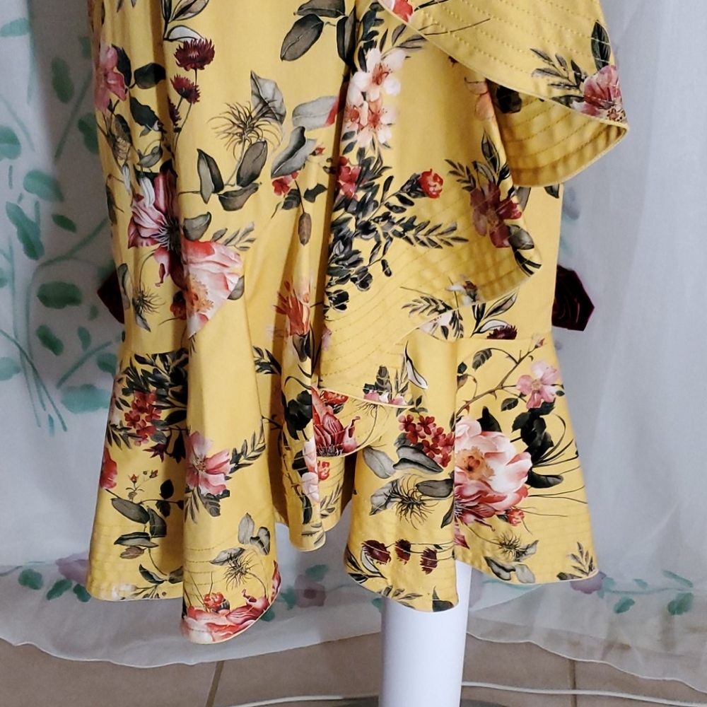 ANTONIO MELANI Yellow Floral Midi Dress - Picture 4 of 12